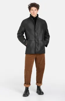 Antony Kurzmantel Lammfellvelour, dunkelblau